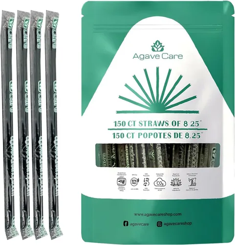 Vista 10 de Paquete de 2000 pajitas envueltas biodegradables de 9.85 pulgadas fabricadas con fibras de agave, una opción natural respetuosa con el medio