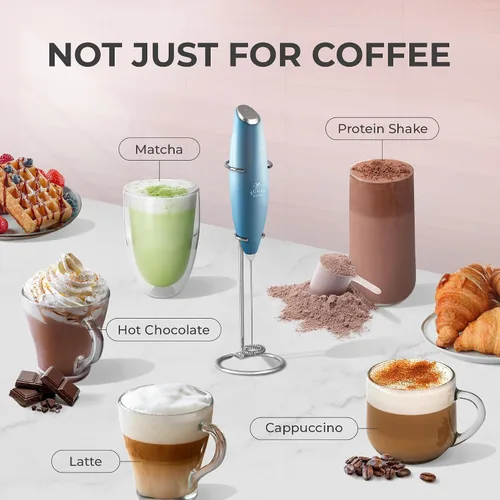Vista 499 de Zulay Milk Boss Espumador de leche potente manual, hace espuma para latte, batidor para mezclar bebidas, café, miniespumador para capuchino, frappé