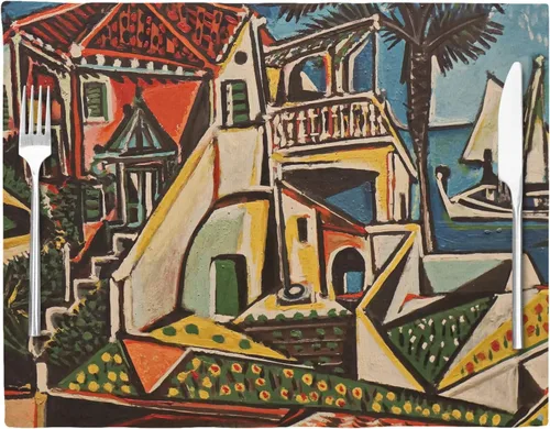 Vista 2 de Mantel individual de tela tejida Mediterranean Landscape by Pablo Picasso - Sarga