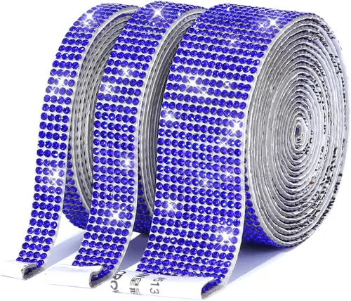 Vista 8 de 3 rollos de 6 m de cinta de diamantes de imitación de cristal autoadhesiva - Cintas adhesivas de diamantes DIY con diamantes de imitación de 2 mm