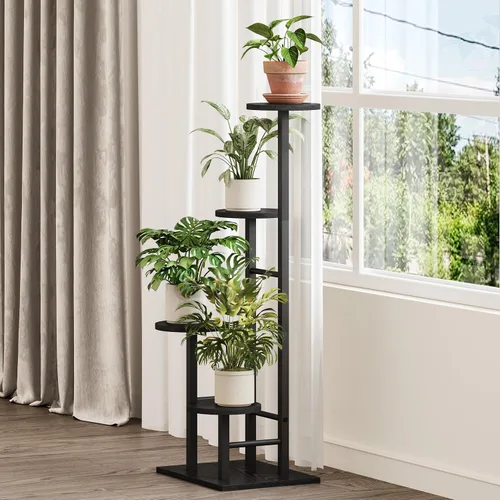 Vista 4 de Soporte para plantas de 5 niveles para interiores, estante esquinero para plantas, organizador de estantes para plantas, soporte de flores