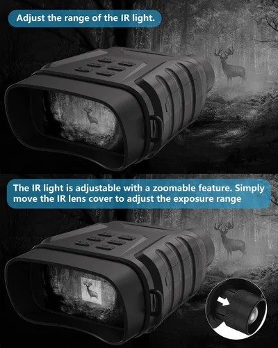 Vista 5 de Gafas de visión nocturna, prismáticos de visión nocturna 4K, regalo para hombres y adultos, pantalla grande de 3 pulgadas, zoom digital 8X, luz IR