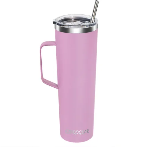 Vista 9 de Ezprogear Taza de acero inoxidable de 34 oz con asa Taza aislada de doble pared para viajes (negro)