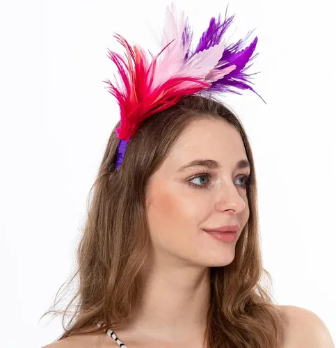 Vista 6 de AGITATESAND Diadema de plumas para tocado de boa para fiesta boda sala de belleza tocado