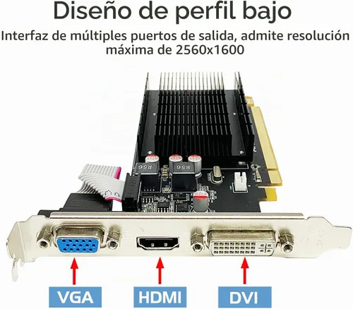 Vista 5 de QTHREE Tarjeta gráfica Radeon HD 5450, 2GB, GDDR3,64 bits, DVI, HDMI, VGA
