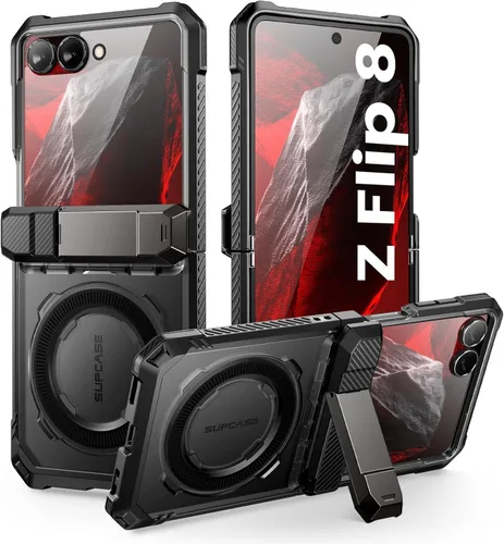 Vista 14 de SUPCASE Funda para Samsung Galaxy Z Flip 7 con soporte y protector de pantalla frontal (Unicorn Beetle Grip), [compatible con MagSafe]