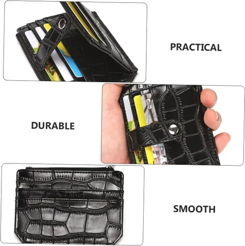 Vista 2 de TENDYCOCO 2 unids Multi-funcional Almacenamiento Impresiones de Cuero de Bambú Nudo Monedas Efectivo Monedero Monedero Cartera Cremallera Versátil