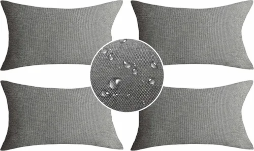 Vista 27 de Demetex Fundas de almohada de exterior impermeables de 16 x 16 pulgadas, fundas de almohada decorativas de lino para sala de estar, balcón y jardín