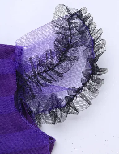 Vista 6 de RUNQHUI Disfraz de murciélago vampiro para Halloween y niñas, vestido de princesa con diadema de ala