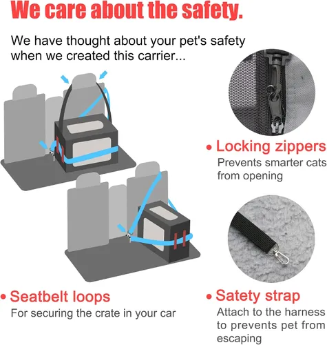 Vista 3 de Prutapet Transportador grande para gatos de 24 x 16.5 x 16.5 pulgadas, jaula portátil para perros pequeños y medianos, plegable, con cuenco plegable