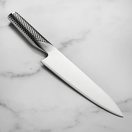 Vista 5 de Cuchillo de Chef Global, hoja de 7 pulgadas, acero inoxidable japonés