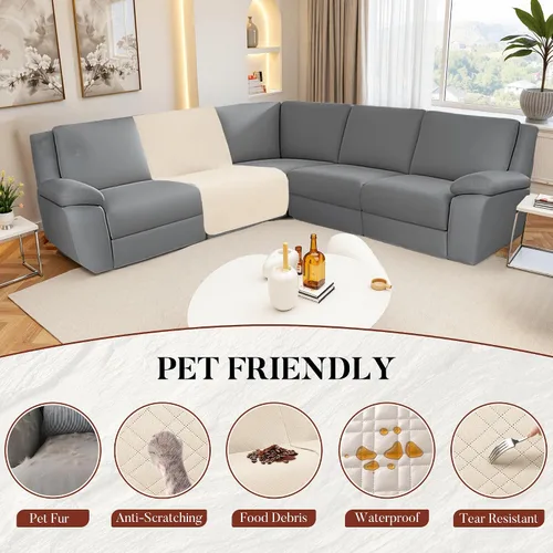 Vista 2 de Fundas de terciopelo 10% impermeables para sofá modular reclinable en forma de L, 1 pieza, fundas acolchadas para sofá reclinable esquinero, juego