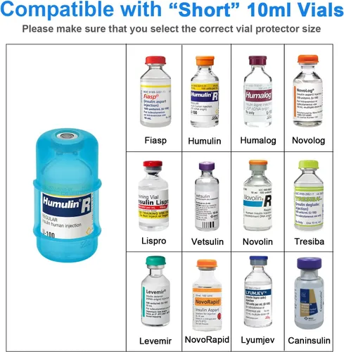 Vista 2 de iGuerburn Protector de vial de insulina corto para Fiasp Humalog Novolog Humulin Novolin Insulin, Diabetes Insulina Funda de Silicona Vial Funda