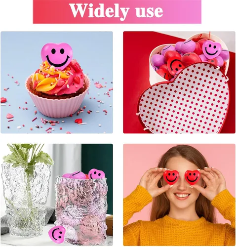 Vista 5 de 30 bolas de estrés con forma de corazón, mini bola sonriente de 1.5 pulgadas para aliviar el estrés en forma de corazón para juguetes de San