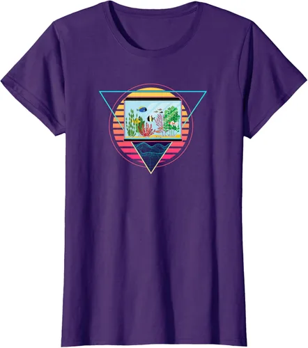 Vista 9 de Futuristic Fish Tank Synthwave Vaporwave Aquarium Aesthetic T-Shirt Negro