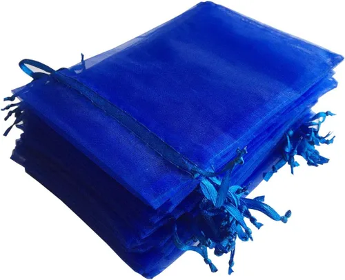 Vista 8 de 100 piezas por paquete 5x7 Bolsas de regalo transparentes negras, tela de organza transparente, bolsas de malla transparentes con cordón