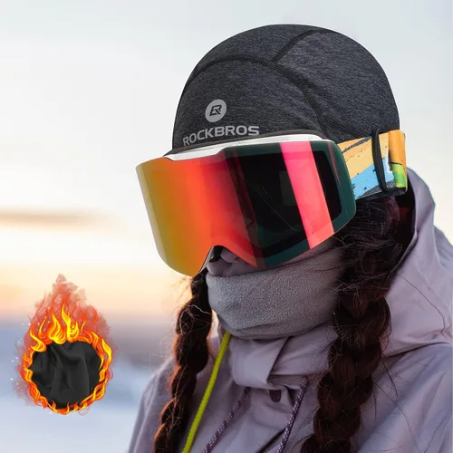 Vista 6 de ROCKBROS Gorro de calavera para hombres y mujeres gorro térmico de invierno para correr gorro con agujeros para gafas