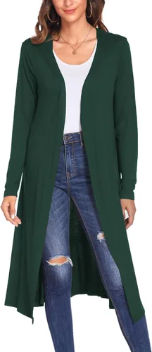 Vista 12 de Bluetime Women Open Front Maxi Cardigan Negro
