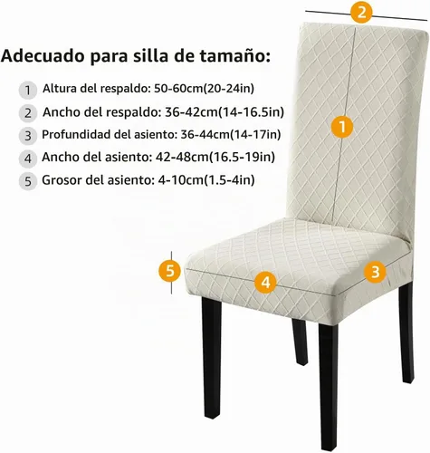 Vista 3 de Fundas para silla de comedor Yisun, fundas elásticas para silla de comedor, funda protectora para silla de comedor, mezcla de poliéster, Beige