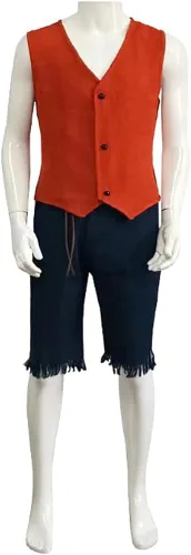 Vista 8 de HUFEKA Luffy - Conjunto completo de disfraz de cosplay con sombrero para fiesta de Halloween