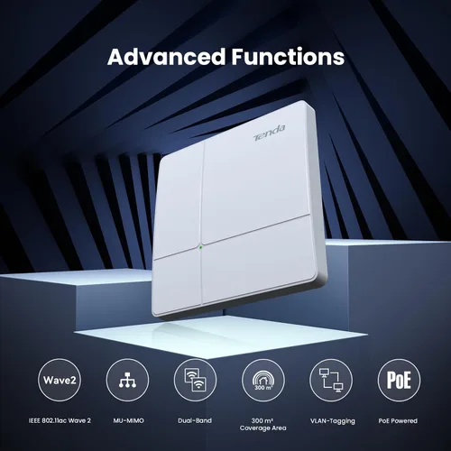 Vista 2 de Tenda Punto de acceso WiFi AC1200 Punto de acceso inalámbrico Gigabit de doble banda para negocios y hogar Cubre hasta 3200 pies cuadrados, más