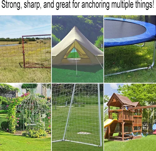 Vista 7 de Estacas de viento para trampolín de 12 pulgadas, anclajes resistentes en forma de U Kits de anclaje de amarre para cama elástica resistente