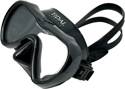 Vista 13 de Tidal Mask-Advanced - Máscara de buceo antivaho para buceo, snorkel, buceo libre y natación. Lente única de vidrio templado gran angular. Negro