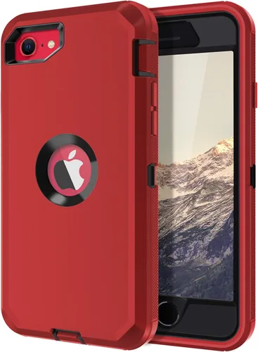 Vista 11 de I-HONVA - Carcasa protectora de 3 capas para iPhone SE 2020, protector de pantalla integrado, a prueba de golpes, polvo y caídas, resistente