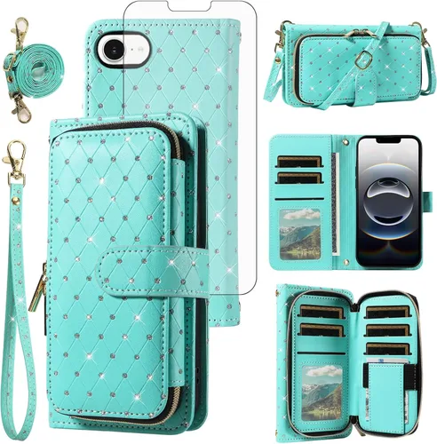 Vista 44 de Funda para teléfono iPhone 6 6S con cremallera y protector de pantalla con protector de pantalla, correa de cordón cruzado, ranura para iPhone 6 Six