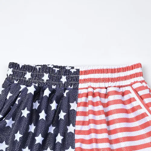 Vista 3 de Perfashion Pantalones cortos metálicos para niñas, pantalones y gafas de sol brillantes para fiestas