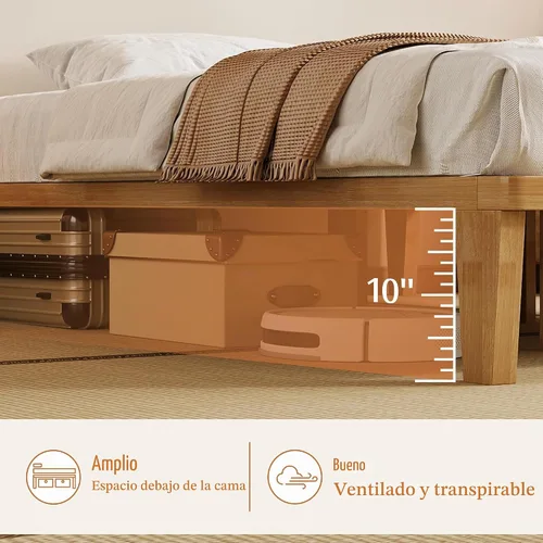 Vista 5 de IOTXY - Marco de cama de plataforma individual XL, base de colchón de madera maciza de 12 pulgadas