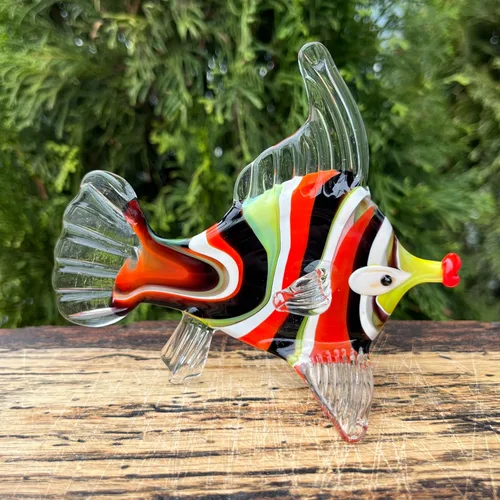 Vista 2 de Figura de pez de cristal – Pescado de Murano en miniatura soplado a mano – Decoración de acuario de cristal artístico – Adorno de pecera pequeño