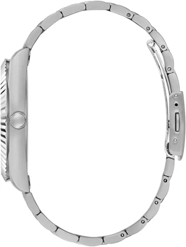 Vista 2 de GUESS Reloj para hombre de 1654in - Correa plateada tono marrón chocolate con esfera plateada Tono plateado Classic
