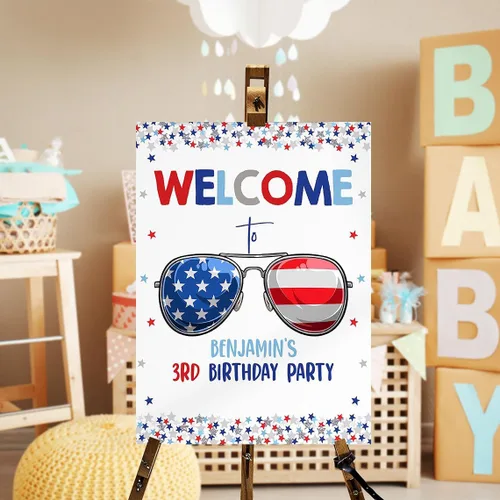 Vista 2 de HAQCO 4Th Of July Welcome Poster Fourth Of July Poster Independence Day Patriotic Birthday Party Decor Red White And Blue