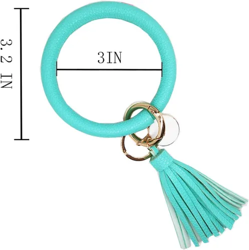 Vista 2 de Llavero pulsera AnnabelZ redonda, con fleco de piel, llavero con forma de aro para mujer y chica
