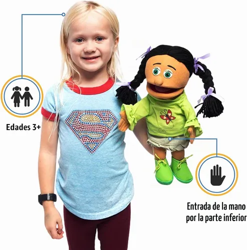 Vista 2 de Jazmín de 14", niña hispana, marioneta de mano