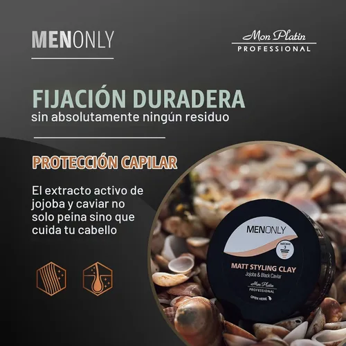 Vista 4 de Mon Platin - Cera para cabello de jojoba para hombre con aspecto húmedo (Jojoba y caviar negro)