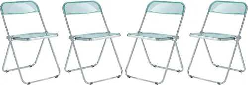 Vista 25 de LeisureMod Lawrence - Silla plegable de acrílico transparente moderna con marco de metal, asiento transparente que ahorra espacio para comedor