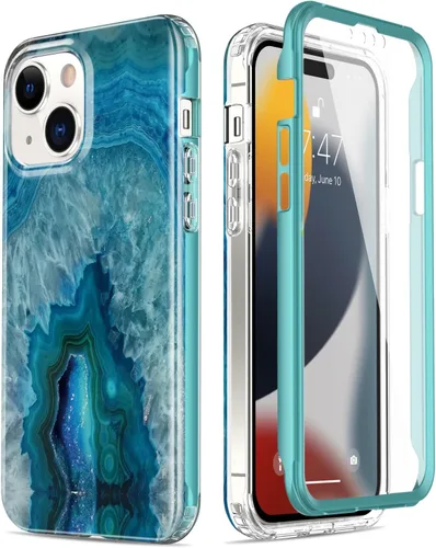 Vista 12 de Esdot Funda para iPhone 15 Pro con protector de pantalla integrado, funda duradera con diseños de moda para mujeres y niñas, elegante funda Piedra