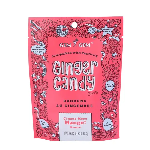 Vista 4 de Gem Gem Caramelos de jengibre masticables de sabor a limón, muestras de degustación de 1.25 oz
