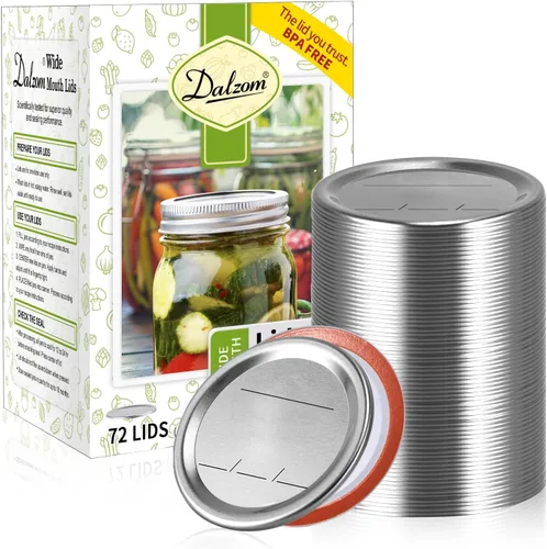 Vista 10 de Dalzom® 24 tapas de conservas con 24 anillos de boca regular, tapas de tarro de masón premium con bandas/anillos para bola, tarros Kerr