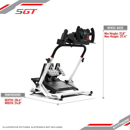 Vista 4 de Extreme Sim Racing Wheel Stand Cockpit SGT Racing Simulator - White Edition For Logitech G25, G27, G29, G920, G923 Thrustmaster and Fanatec - WHEEL