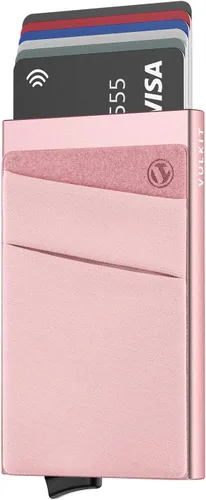 Vista 40 de VULKIT Card Holder with Money Pocket Pop Up Wallet RFID Blocking Slim Metal Bank Card Case Holds 5 Cards and Notes