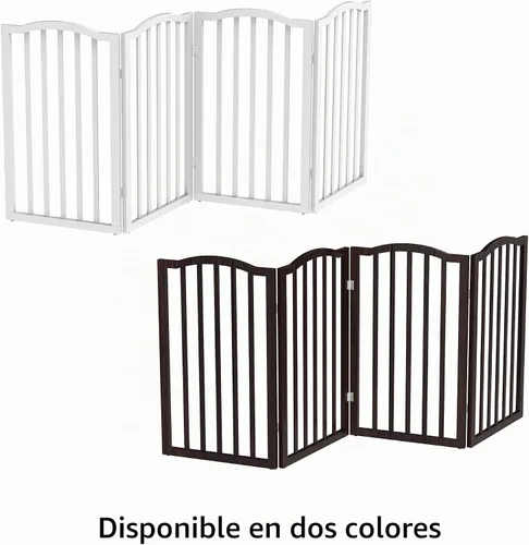 Vista 6 de PETMAKER - Puerta plegable para mascotas para interiores, 4 paneles para escaleras o puertas, valla independiente para mascotas de 73.5 x 32 Blanco