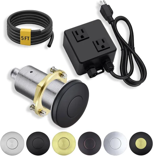 Vista 17 de BESTILL Kit de interruptor de aire superior para eliminación de basura, botón negro mate de 3.6 pulgadas de largo con cubierta de latón, módulo