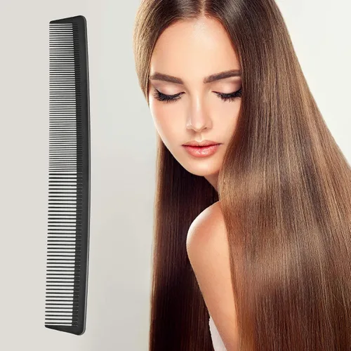 Vista 6 de Leinuosen Paquete de 3 peines de pelo de dientes finos y anchos, peine profesional de corte de fibra de barbero de carbono negro, herramienta