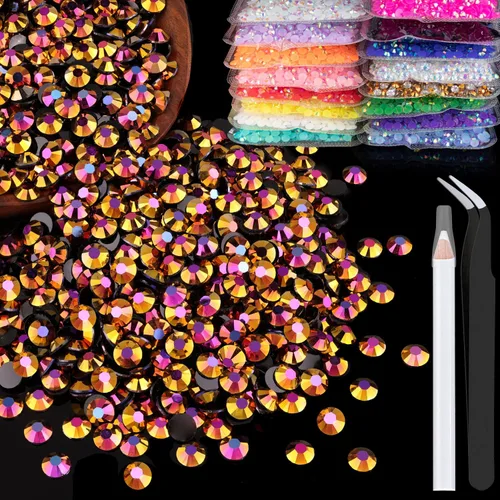 Vista 45 de 5000 piezas de 2mm de strass de resina a granel, strass de gel negros con parte posterior plana y redonda para embellecer sin termoadhesión, gemas