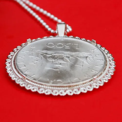 Vista 9 de 1966 Italia 500 Lire BU Unc 83.5% Plata Moneda 925 Collar NUEVO