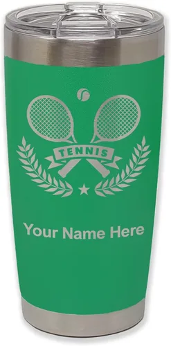 Vista 38 de LaserGram Personalized 20oz Tumbler, Tennis Rackets (Black) Engraved Gift for Tennis Players, Vacuum Insulated Stainless Steel, Laser Engraved