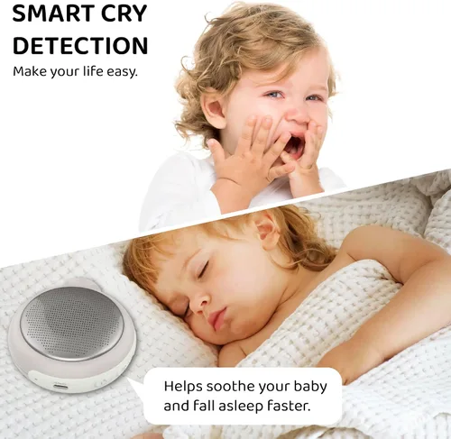 Vista 6 de Moonybaby Máquina de sonido portátil, calmante para el sueño del bebé, 9 sonidos calmantes, ruido blanco, silencio, terapia de sonido y cancelación